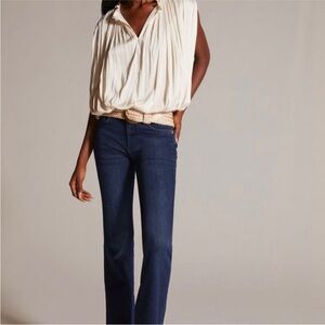 Anthro Pilcro Demilune Boot Jeans 30 Tall Dark Wash Flare